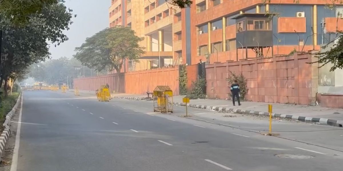 Lodhi Road after the Delhi Police imposed restrictions.