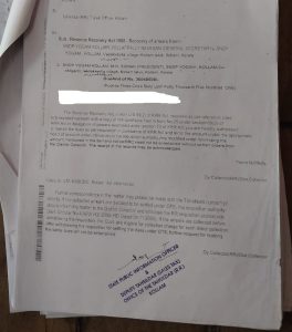 Copy of the revenue recovery documents.
