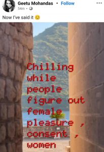 Geetu Mohandas's social media post