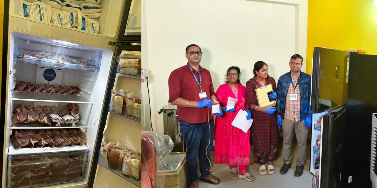 Goat blood in human blood bags