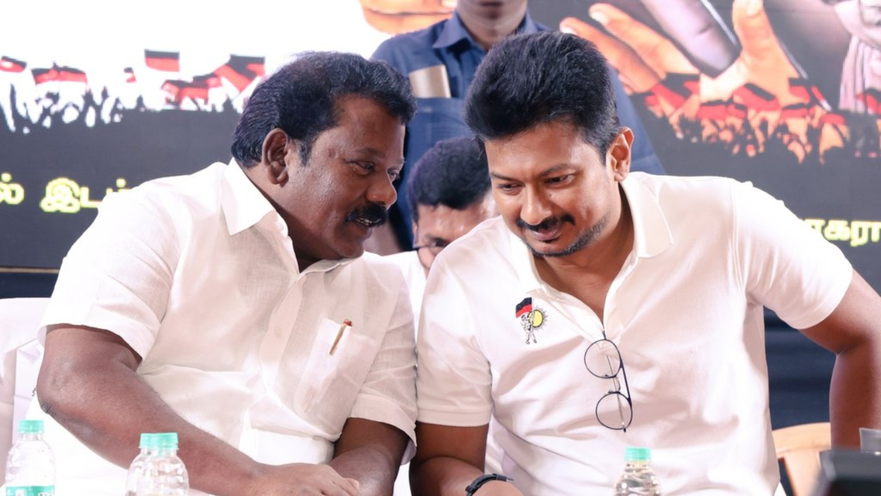 K Selvaperunthagai with Udhayanidhi Stalin. Credit: x.com/SPK_TNCC