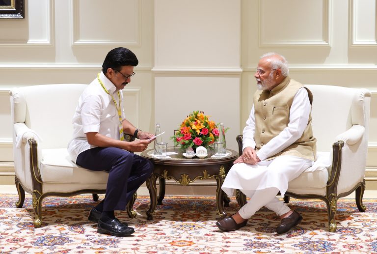 Tamil Nadu CM MK Stalin with PM Modi. Credit: x.com/mkstalin