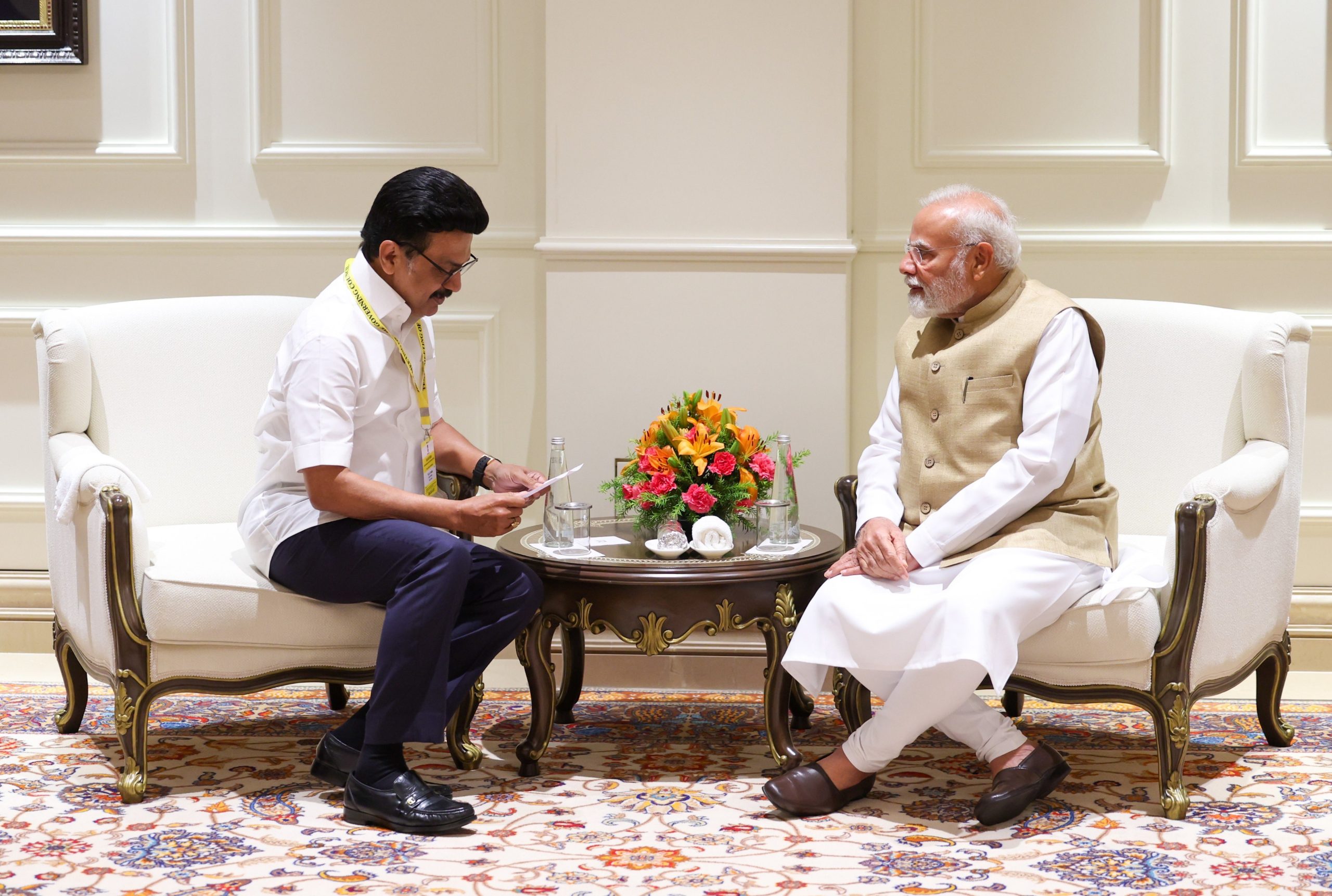 Tamil Nadu CM MK Stalin with PM Modi. Credit: x.com/mkstalin