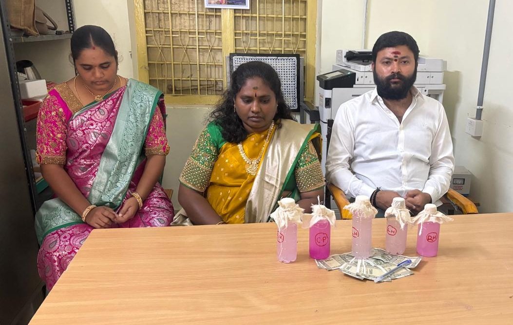 Palakurthi Charan was caught while accepting Rs 5,000 bribe through K Sunitha, and P Rajitha. Credit: x.com/TelanganaACB