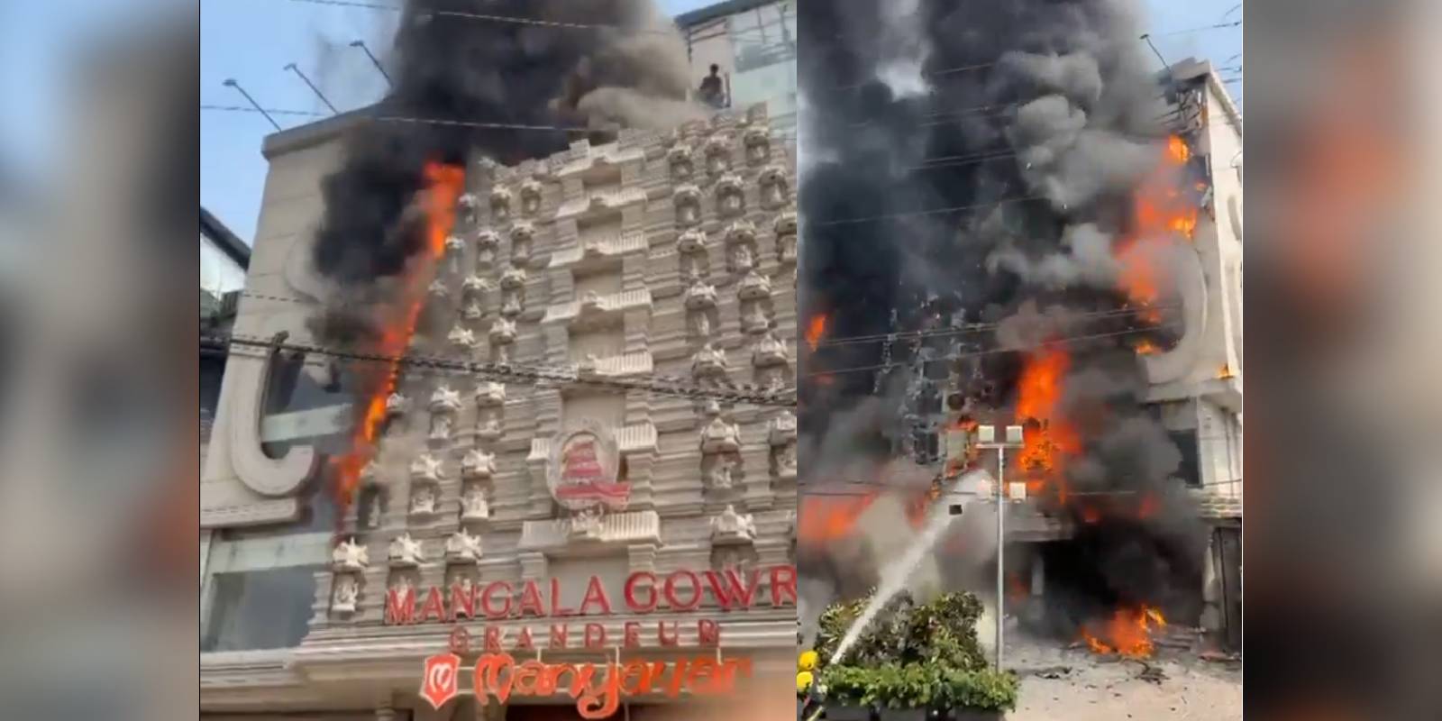 Massive fire breaks out at Mangala Gowri shopping mall