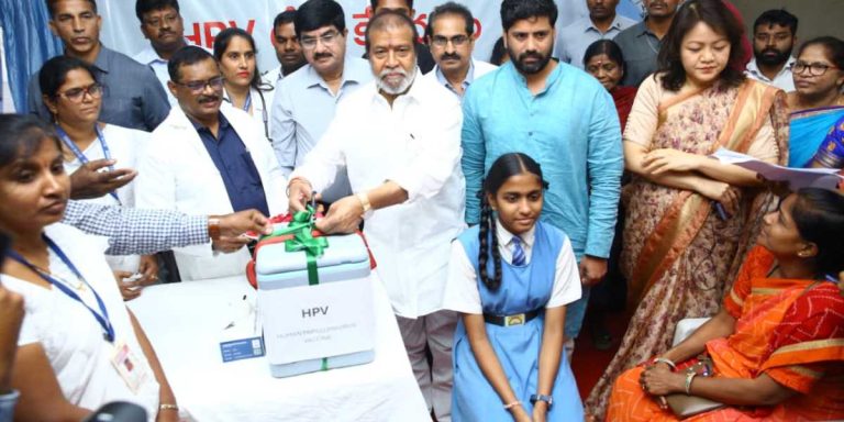 Health Minister Damodar Rajanarsimha inaugurating the vaccination drive at King Koti hospital.