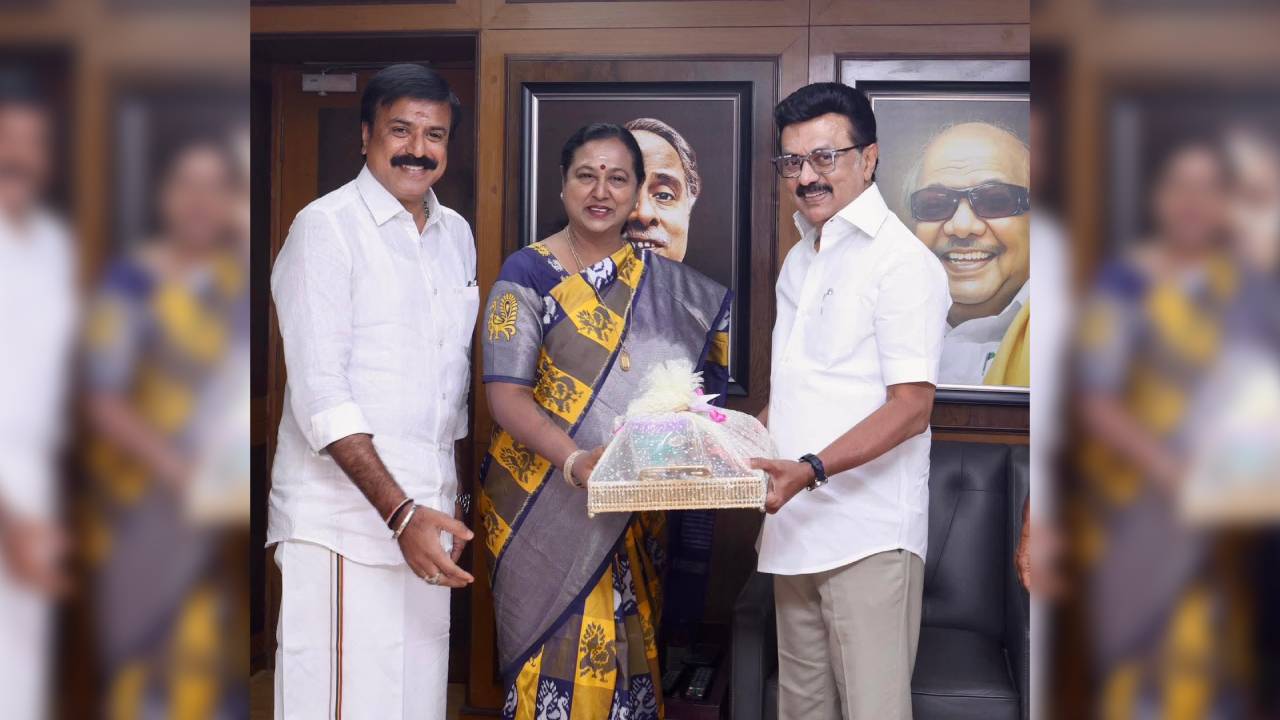 DMDK general secretary Premalatha Vijayakanth announced the alliance after meeting MK Stalin. (X)