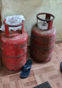 Empty LPG cylinders at the school