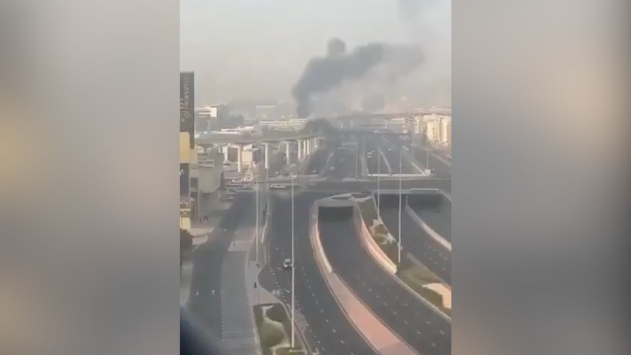 Explosions near Dubai airport following airstrike by Iran.
