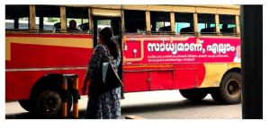 KSRTC bus with government ad ahead of elections. 