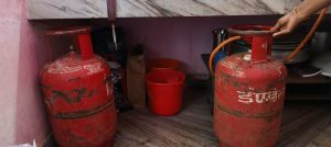 One LPG cylinder at the anganwadi is empty, and another is half-used.