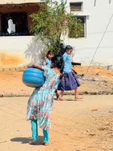 While boys return to the cosy idleness of their homes, girls come back to work.