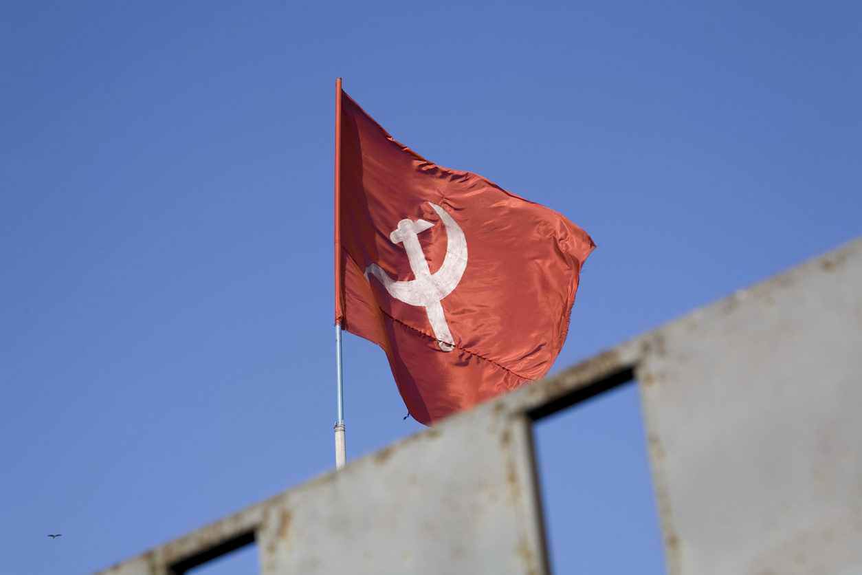 Representational image of the banned CPI (Maoist) flag. Credit: iStock