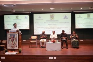 Dr. R. Swaminathan(on Mic); From left: Dr. A. Rajmohan, Dr. P. Senthilkumar, Dr. Arun Thamburaj, and Dr. Kalpana Balakrishnan.