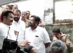 Actor Mohanlal, LDF candidate V Sivankutty and UDF candidate KS Sabarinathan cast their votes in the Nemom Assembly constituency.