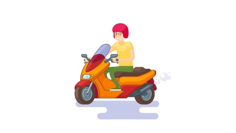 An illustration of a two-wheeler driver.