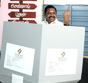 Edappadi K Palaniswami cast his vote