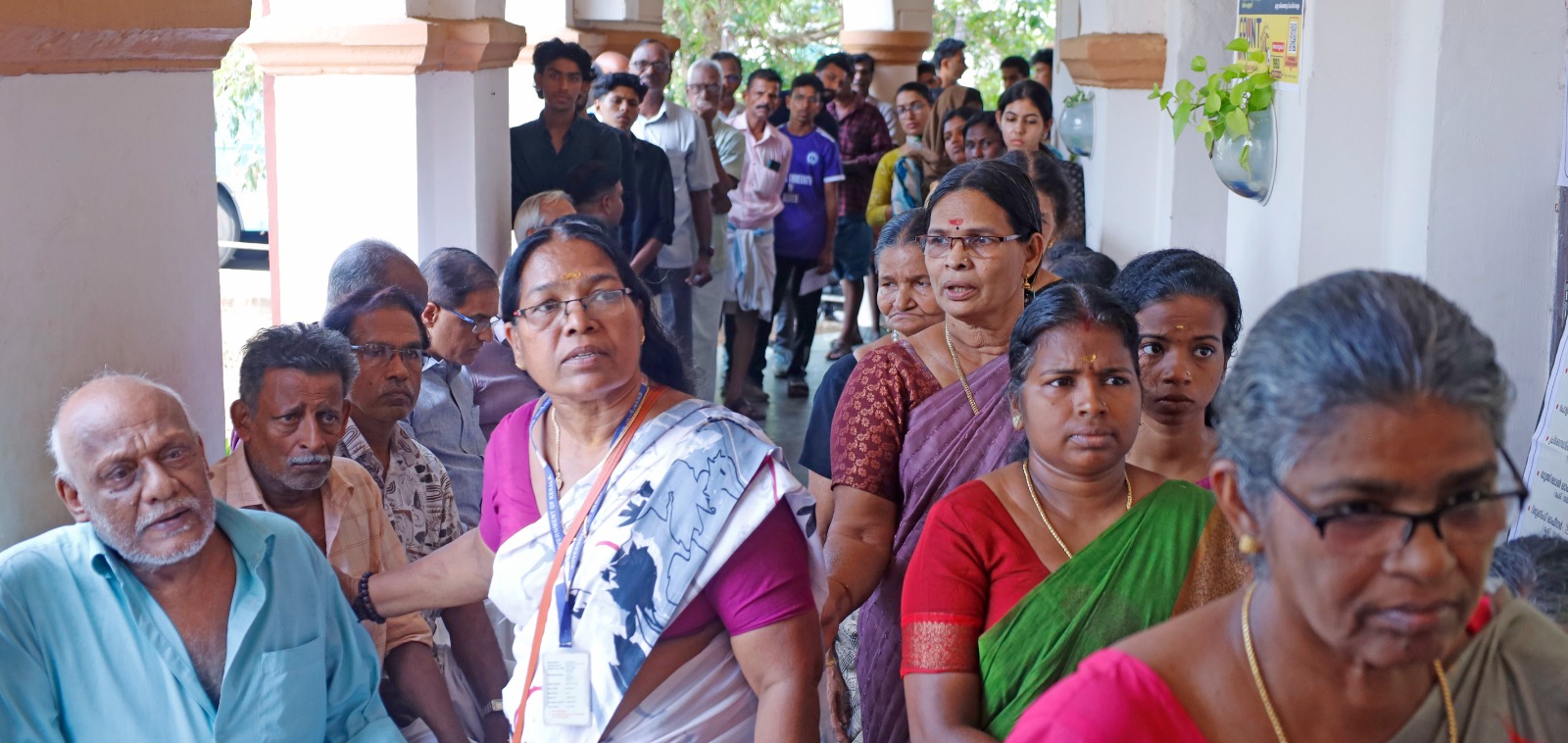 Voters braved the summer sun to cast their votes. A scene from St Joseph Higher Secondary School at Pavaratti in Thrissur..