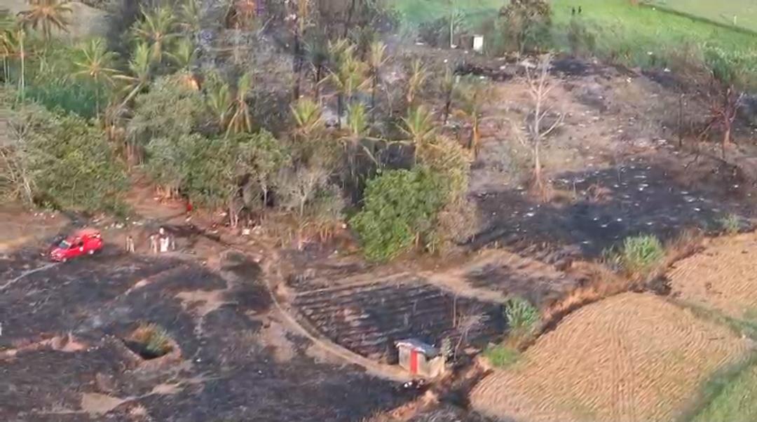 An aerial shot of the site where the blast occurred on 21 April.