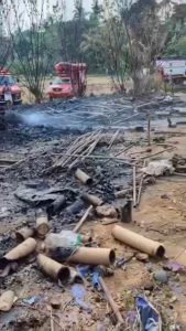 The scene, a day after the blast. 