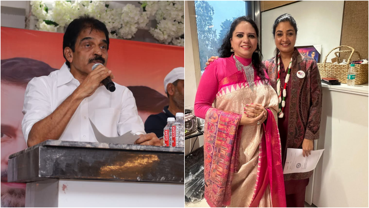 KC Venugopal (L), Hazeena Syed with Alka Lamba in happier times. Credit: x.com/SyedHazeena, x.com/kcvenugopalmp