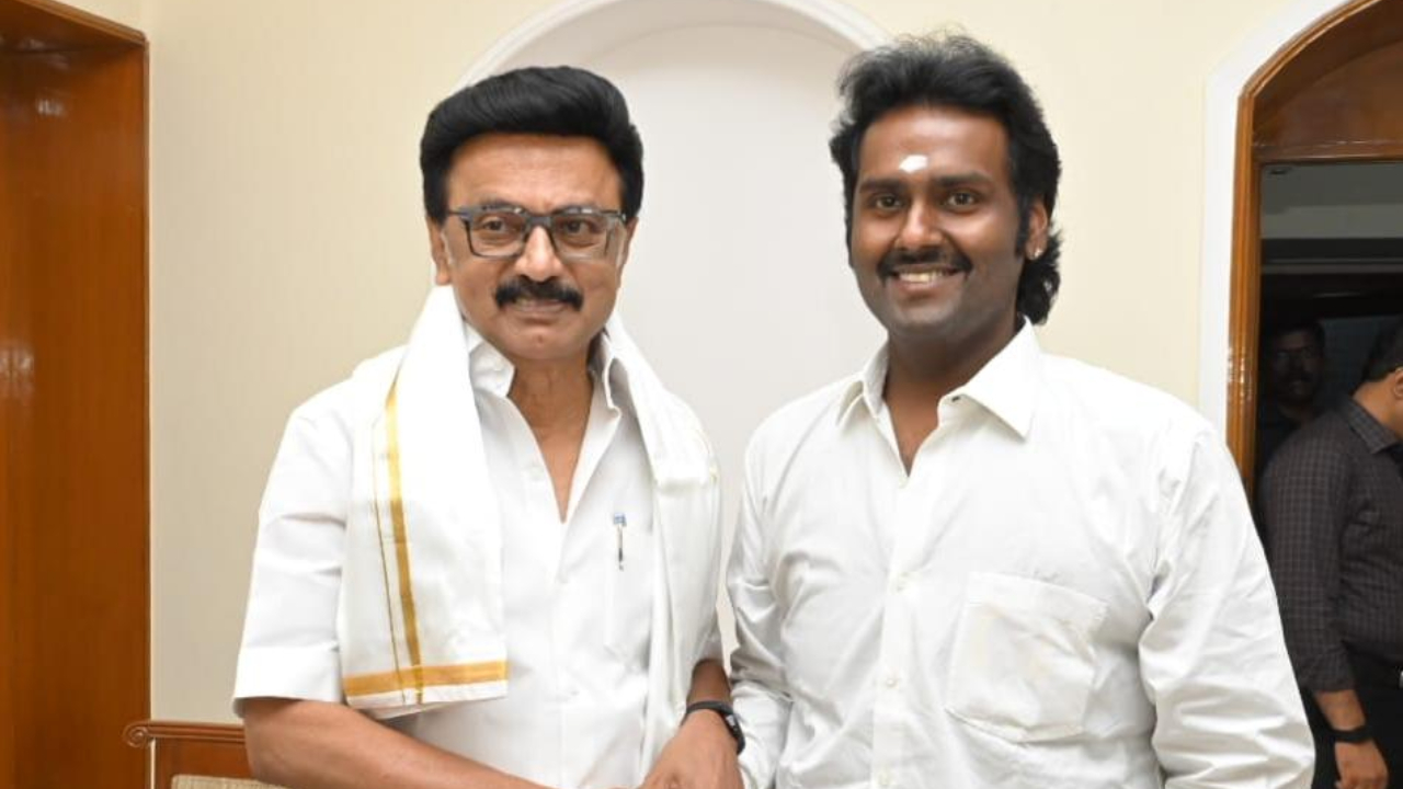 Vijaya Prabhakaran with MK Stalin. Credit: x.com/vj_1312