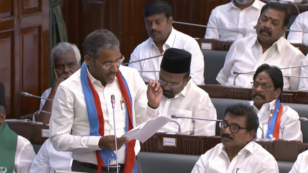 VCK leader Vanni Arasu speaking in the Tamil Nadu Assembly.