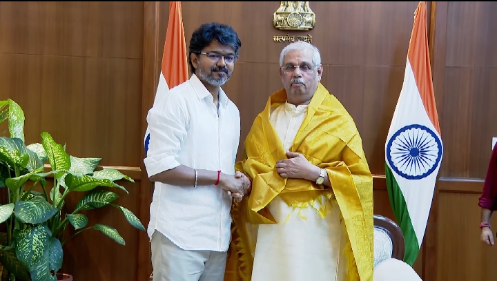 Vijay with Governor Arlekar on Saturday.