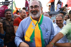 Rajeev Chandrasekhar during the campaigning.