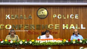 Home Minister Ramesh Chennithala with State Police Chief Ravada Chandrasekhar (Left) and police advisor A Hemachandran.