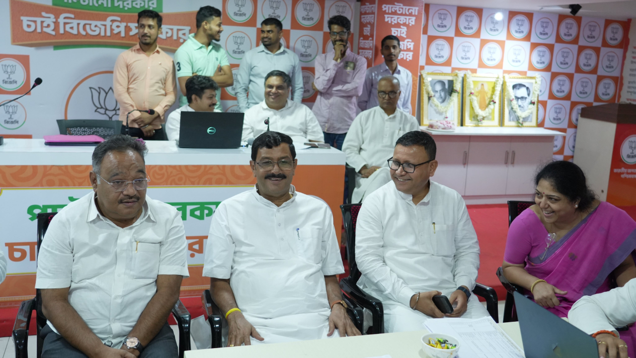 West Bengal BJP leaders at party's Salt Lake office, Kolkata. Credit: x.com/BJP4Bengal
