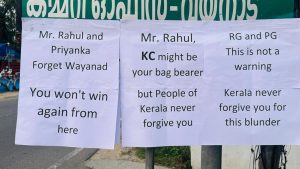 Posters targeting Rahul Gandhi and Priyanka Gandhi Vadra emerge as Kerala CM race intensifies.