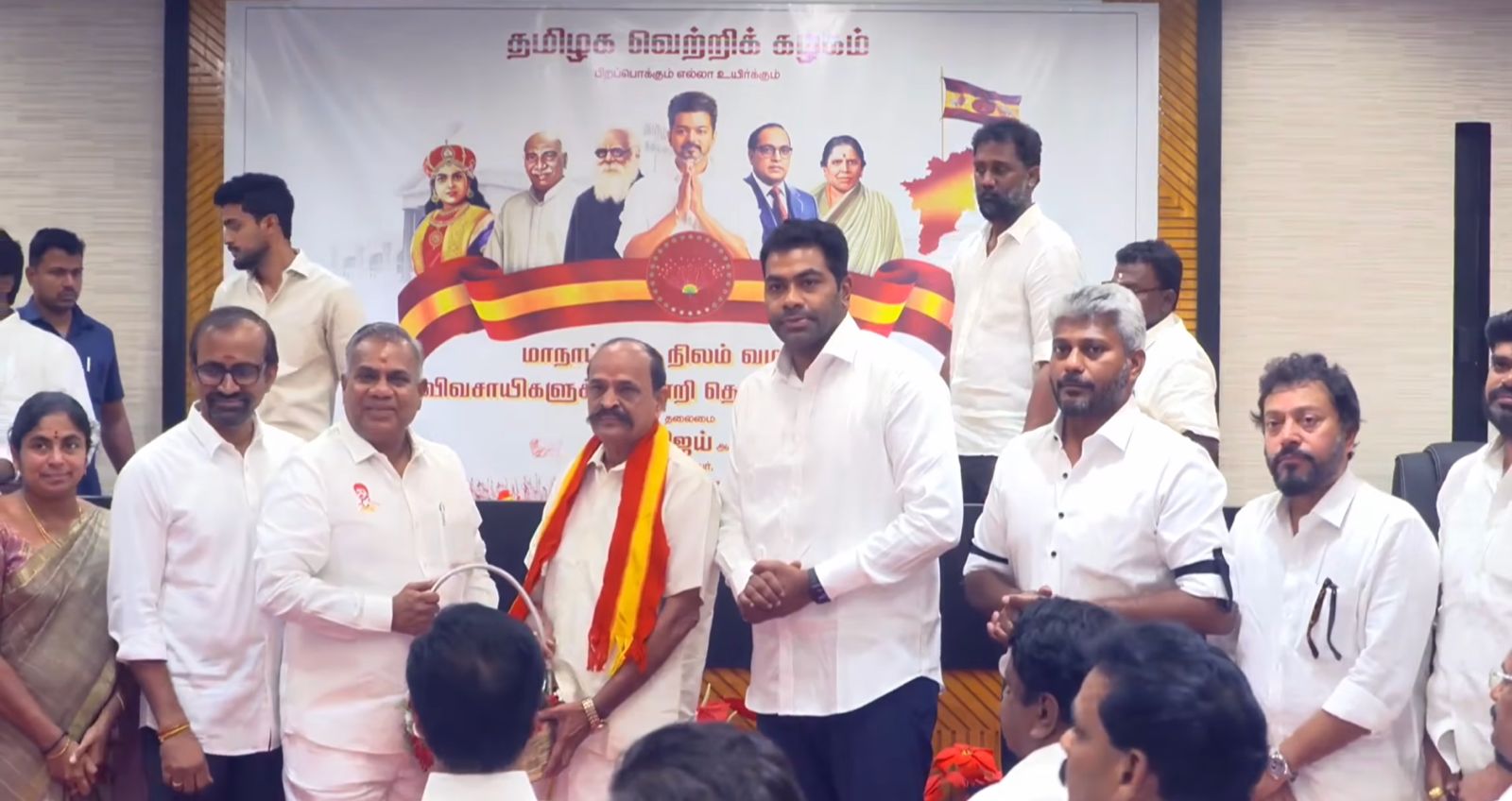 Senior TVK leaders, including ministers N Anand and Aadhav Arjuna, welcomed AIADMK members to the party.
