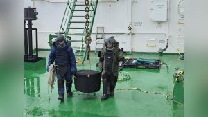 Indian Navy safely recovers unexploded missile warhead from oil tanker MT Olympic Life