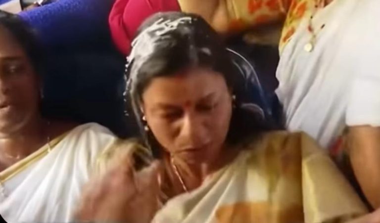Minister Bindu Krishna ended up with payasam on her head.