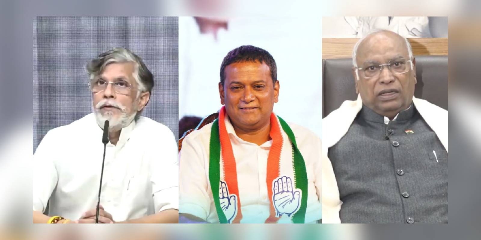Pawan Khera, Mansoor Ali Khan and Mallikarjun Kharge.