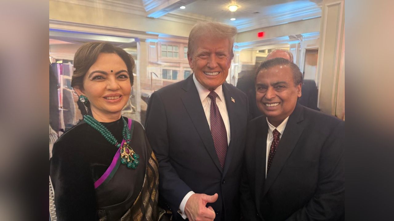 Mukesh and Nita Ambani with Donald Trump.