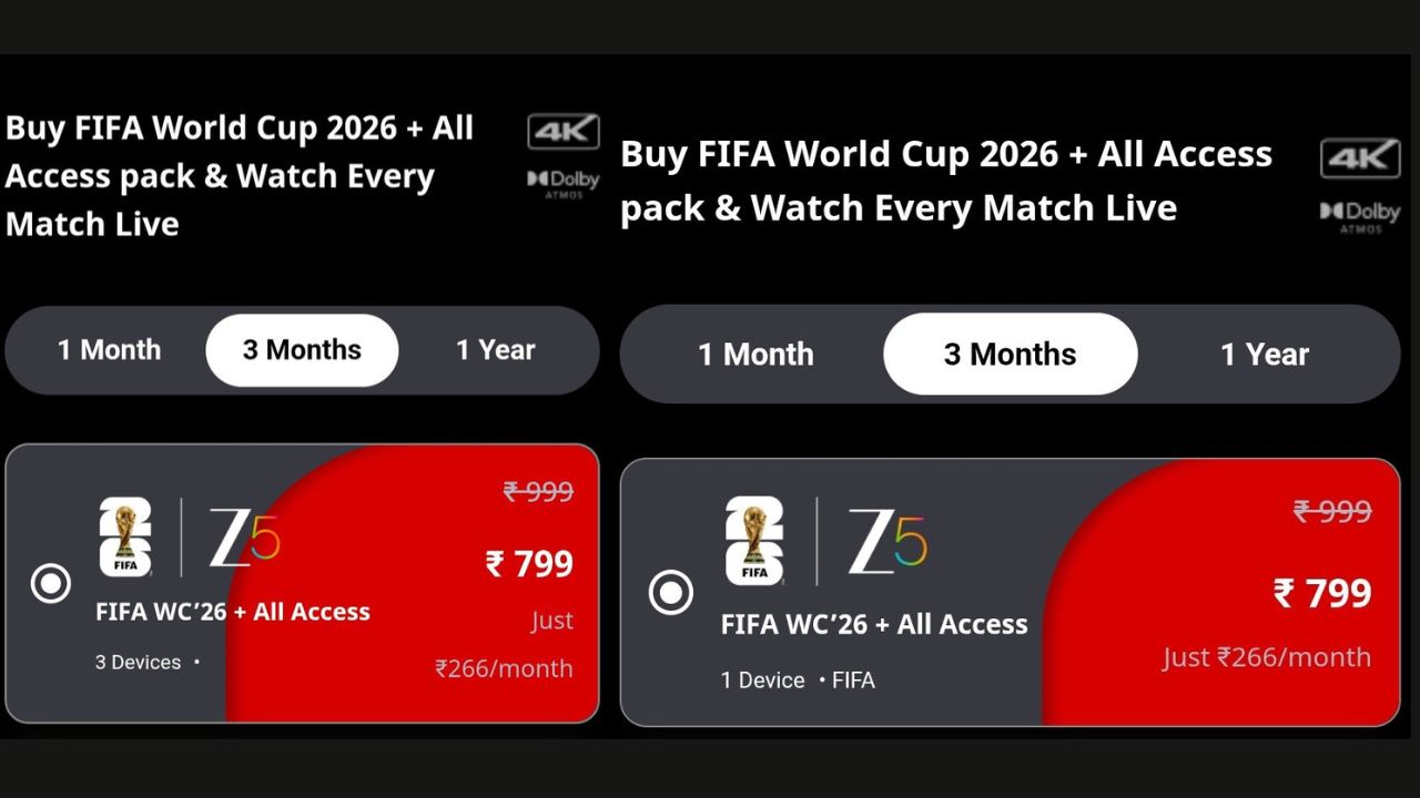 Screenshots showing the plans by Zee5.