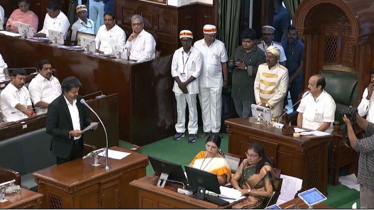 Tamil Nadu Chief Minister C Joseph Vijay moved a resolution against Mekedatu dam.