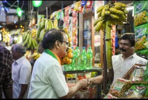 George Kurian during the Assembly election campaign at Kanjirappally.