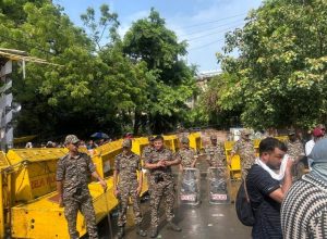 Reports said an estimated 5,000 police personnel were deployed in Delhi on Monday.
