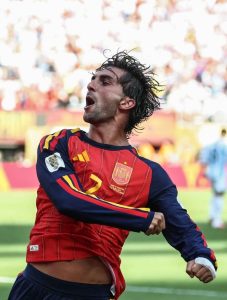 Ferran Torres celebrates after scoring. (FIFAWorldCup/X)