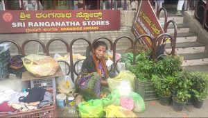 Jayamma, 63, looked forlorn as she waited for customers at Malleshwaram.