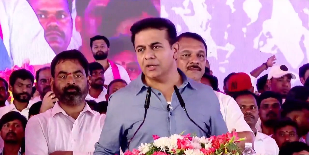 KTR speaking at the Yuva Sangrama Sadassu