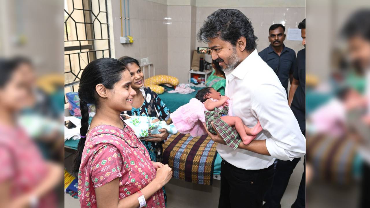 Tamil Nadu Chief Minister C Joseph Vijay during an inspection of a government hospital in Egmore.