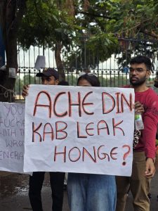 A student at the Hyderabad protest