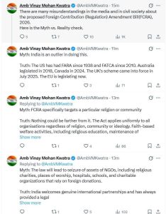 Kwatra's X posts on FCRA