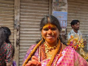 A devotee dressed in traditional attire. (Sreshta Ladegaam/South First)
