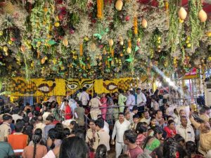 Devotees at the Ujjaini Mahankali Temple