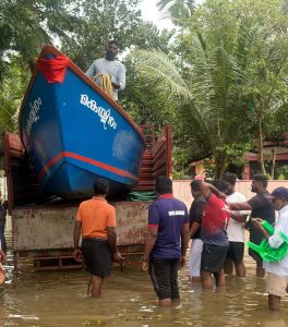 Lorries and cranes were arranged to transport the boats